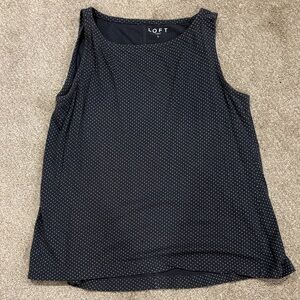 LOFT Gray and White Polka Dot Sleeveless Blouse